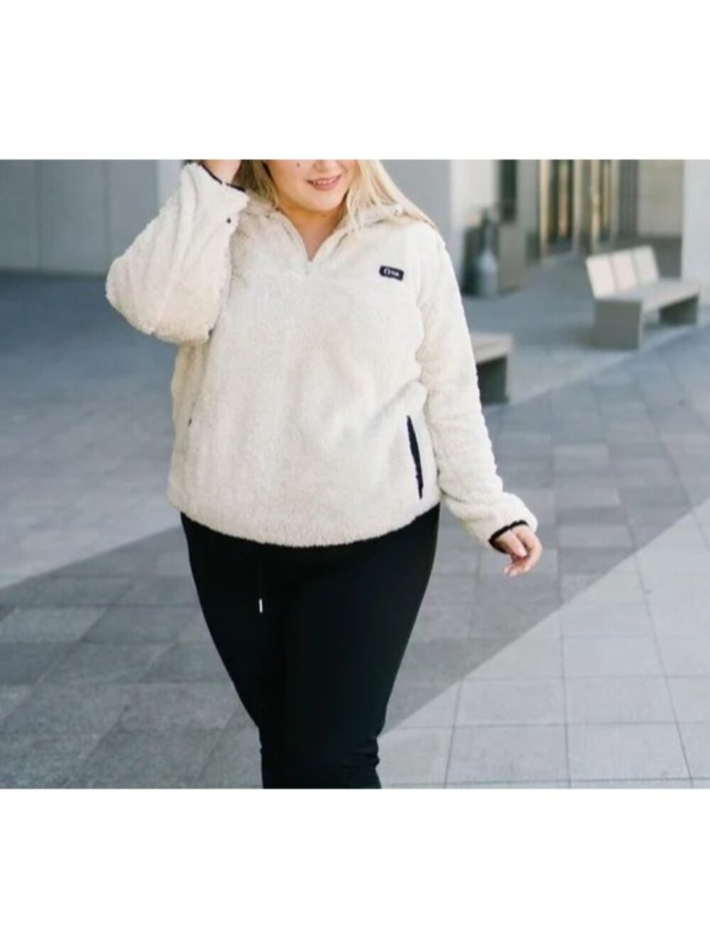 Zyia Active Cream Teddy Fleece 1/4 Zip Pullover Jacket Womens XL - Picture 3 of 12